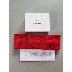 NIB Chanel No 1 Soft Camellia Logo Hair Band Headband Red Bath Spa Makeup